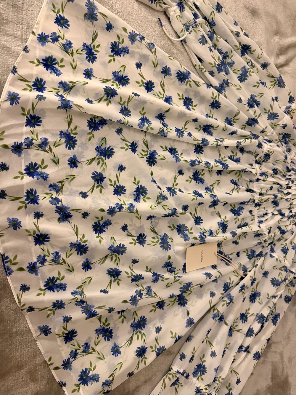 Tularosa Brogan White Mini Dress with Blue Floral Print S - Picture 12 of 13